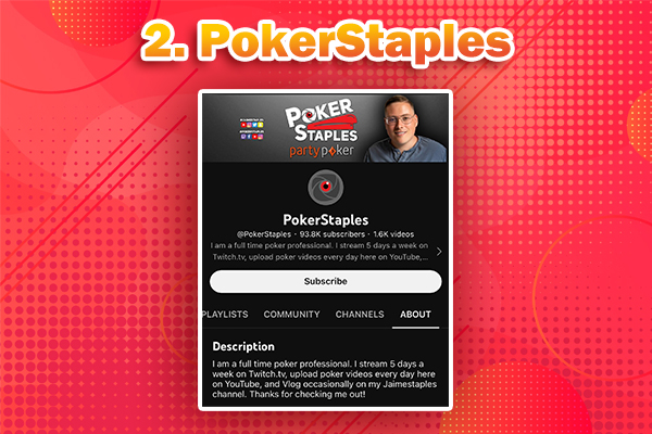 แนะนำ 5 Youtuber สายเกมไพ่สนุก ๆ พร้อมคำแนะนำเพียบ 2 PokerStaples ยูทูปเบอร์เกมไพ่