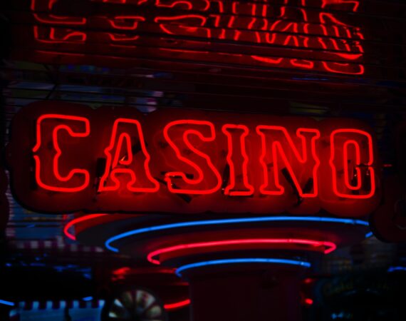 red Casino neon sign turned on